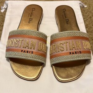Christian Dior Gold and Pink Dway Slides